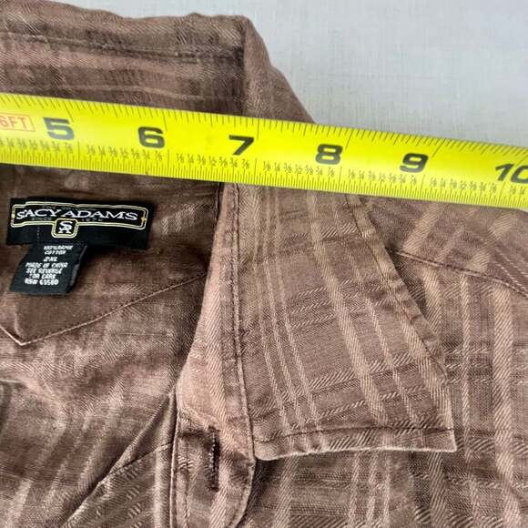 Stacy Adams Men's 2XL Short Sleeve Brown Cotton Linen Shirt - Picture 2 of 10